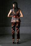 Shop_Redefine_Black Mashru Print Floral Calico Cigarette Pants  _at_Aza_Fashions