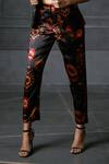 Buy_Redefine_Black Mashru Print Floral Calico Cigarette Pants  _Online_at_Aza_Fashions