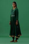 Shop_5elements_Green Cotton Embellishment Mirror And Ghungroo Round Work Anarkali Set _Online_at_Aza_Fashions