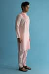 Buy_Kaha_Pink Linen Asymmetric Pintuck Detail Meadowp Ombre Effect Kurta  _Online_at_Aza_Fashions