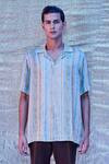 Line out line_White Bamberg Silk Print Stripe Resort Shirt  _Online_at_Aza_Fashions