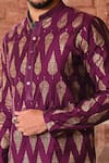 Nitesh Singh Chauhan_Purple Chanderi Art Silk Hand Foil Kurta Set  _at_Aza_Fashions