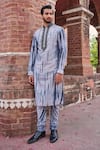 Shop_Nitesh Singh Chauhan_Grey Art Silk Tie And Dye & Kurta Set  _at_Aza_Fashions