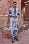 Buy_Nitesh Singh Chauhan_Grey Art Silk Tie And Dye Kurta Set_at_Aza_Fashions
