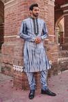 Nitesh Singh Chauhan_Grey Art Silk Tie And Dye Kurta Set_Online_at_Aza_Fashions