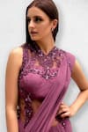 Shop_Jade By Ashima_Purple Dupion Silk Embroidery Round Draped Saree Gown_Online_at_Aza_Fashions