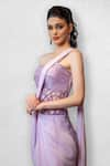 Shop_Jade By Ashima_Purple Net Draped Bandeau Saree Gown _at_Aza_Fashions