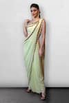 Shop_Jade By Ashima_Yellow Net Draped One Shoulder Saree Gown_at_Aza_Fashions