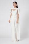 Buy_Jade By Ashima_White Blouse Silk Dupion Saree Georgette Sweetheart Pre-draped With Cape _at_Aza_Fashions