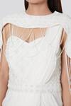 Jade By Ashima_White Blouse Silk Dupion Saree Georgette Sweetheart Pre-draped With Cape _Online_at_Aza_Fashions