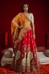 Buy_Aangan by Parul_Tussar Georgette Jaipuri Embroidered Lehenga Set_at_Aza_Fashions