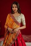 Aangan by Parul_Tussar Georgette Jaipuri Embroidered Lehenga Set_Online_at_Aza_Fashions