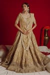 Buy Aangan By Parul Gold Net, Dupion, Satin And Cambric Jaal, Thread & Sequin Embroidered Lehenga Set at Aza Fashions Buy_Aangan By Parul_Gold Net, Dupion, Satin And Cambric Jaal, Thread & Sequin Embroidered Lehenga Set _at_Aza_Fashions