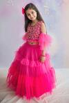 Buy_Pa:Paa_Pink Embroidered Choli And Ruffle Lehenga For Girls_at_Aza_Fashions