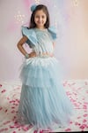 Buy_Pa:Paa_Blue Tulle Embroidered Choli And Layered Lehenga  _at_Aza_Fashions