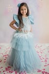 Pa:Paa_Blue Tulle Embroidered Choli And Layered Lehenga  _Online_at_Aza_Fashions