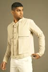 Dhruv Vaish Beige Handloom Cotton Shacket Online at Aza Fashions Dhruv Vaish_Beige Handloom Cotton Shacket _Online_at_Aza_Fashions