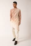 Dhruv Vaish_Beige Cotton Silk Printed Kurta Set  _Online_at_Aza_Fashions