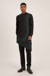 Buy_Dhruv Vaish_Black Cotton Silk Dip Dyed Asymmetric Kurta Set  _at_Aza_Fashions