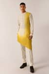 Dhruv Vaish_Beige Cotton Silk Kurta Set  _Online_at_Aza_Fashions