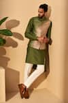 Shop_Dhruv Vaish_Silver Handloom Silk Bundi For Men_Online_at_Aza_Fashions
