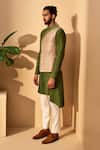 Buy_Dhruv Vaish_Silver Handloom Silk Bundi For Men_Online_at_Aza_Fashions