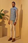 Dhruv Vaish_Blue Silk Bundi With Kurta  _Online_at_Aza_Fashions