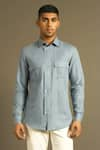 Buy_Dhruv Vaish_Blue Cotton Linen Shirt  _at_Aza_Fashions