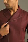 Buy_Dhruv Vaish_Maroon Handloom Cotton Linen Shirt _Online_at_Aza_Fashions