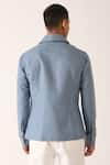 Shop_Dhruv Vaish_Blue Cotton Linen Plain Flap Pocket Shirt _at_Aza_Fashions