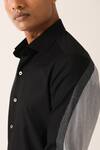 Buy_Dhruv Vaish_Black Cotton, Denim Color Block Shirt_Online_at_Aza_Fashions