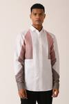Dhruv Vaish_White Cotton Linen Gradient Print Shirt_Online_at_Aza_Fashions