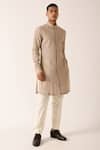 Buy_Dhruv Vaish_Beige Handloom Cotton Kurta Set  _at_Aza_Fashions