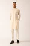 Buy_Dhruv Vaish_Beige Handloom Cotton Kurta Set  _at_Aza_Fashions