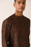 Buy_Dhruv Vaish_Brown Cotton Silk Printed Kurta Set  _Online_at_Aza_Fashions