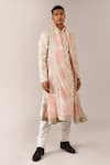 Shop_Dhruv Vaish_Beige Floral Motifs Chanderi Tie And Dye Stole _at_Aza_Fashions