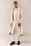 Buy_Dhruv Vaish_Beige Floral Motifs Chanderi Tie And Dye Stole _at_Aza_Fashions