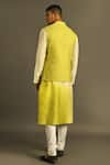 Shop_Dhruv Vaish_Green Cotton Silk Overlap Bundi  _at_Aza_Fashions