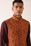 Buy_Dhruv Vaish_Orange Cotton Silk Printed Bundi  _Online_at_Aza_Fashions