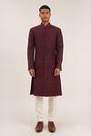 Buy_Dhruv Vaish_Purple Raw Silk Sherwani Set  _at_Aza_Fashions