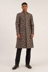 Buy Dhruv Vaish Black Raw Silk Floral Sherwani Set Online at Aza Fashions Buy_Dhruv Vaish_Black Raw Silk Floral Sherwani Set _Online_at_Aza_Fashions