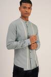Buy_Dhruv Vaish_Blue Handloom Cotton Shirt  _at_Aza_Fashions