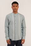 Dhruv Vaish_Blue Handloom Cotton Shirt  _Online_at_Aza_Fashions
