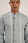 Shop_Dhruv Vaish_Blue Handloom Cotton Shirt  _Online_at_Aza_Fashions