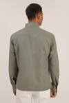 Shop_Dhruv Vaish_Green Cotton Linen High Neck Shirt_at_Aza_Fashions