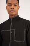 Buy_Dhruv Vaish_Black Handloom Cotton High Neck Shirt  _Online_at_Aza_Fashions