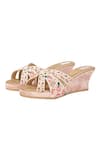 Buy_Fuchsia_Pink Embellished Falling Flower Wedges _at_Aza_Fashions