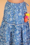 Lil Drama_Blue Cotton Tassels Jaipuri Floral Print Lehenga Set _at_Aza_Fashions