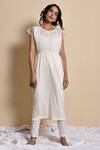 Buy_Kanika Sharma_White Inner Doby Pant And Kurta Cotton Embroidered Set For Kids_at_Aza_Fashions