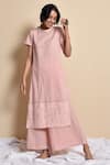 Buy_Kanika Sharma_Pink Cotton Embroidered Kurta Palazzo Set For Kids_at_Aza_Fashions